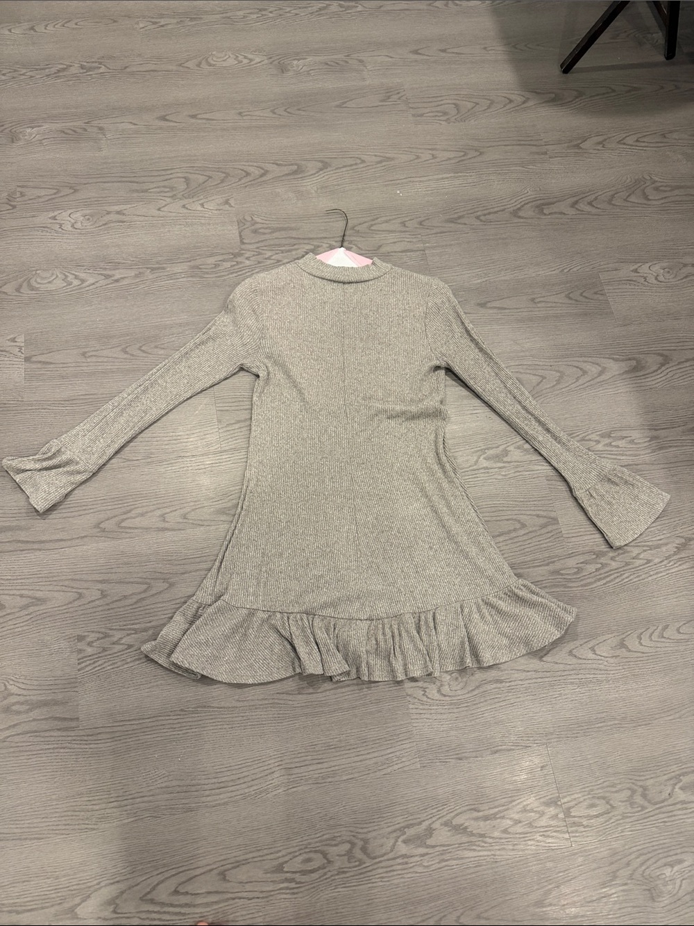 Express Girls Silver Metallic Ruffle-Hem Knit Dress